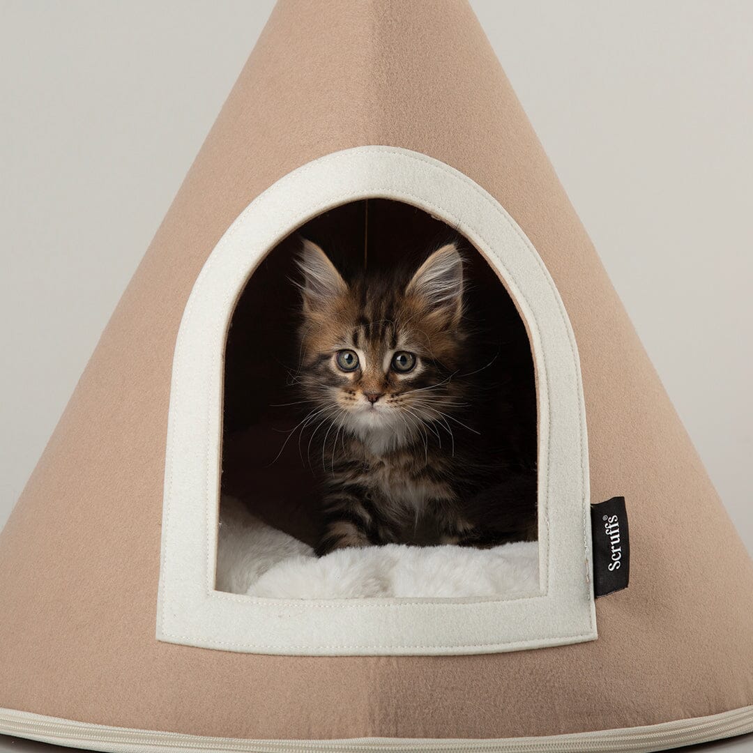 Stockholm Felt Cone Cat Bed - Tan