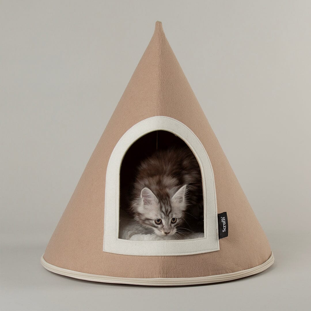 Stockholm Felt Cone Cat Bed - Tan