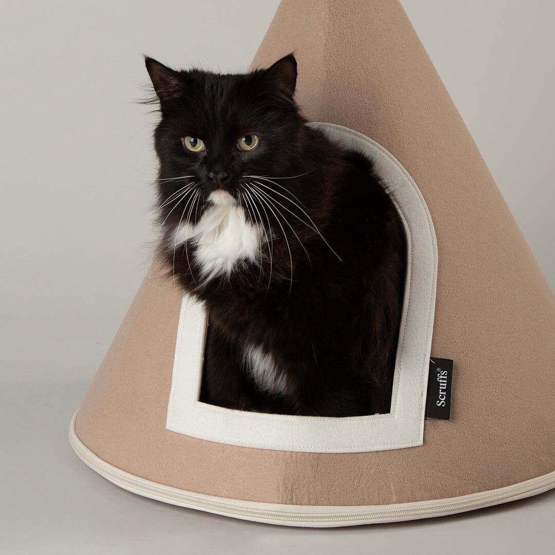Stockholm Felt Cone Cat Bed - Tan