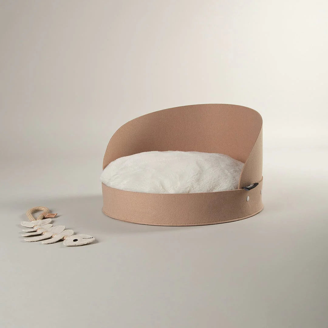 Stockholm Felt Round Cat Bed - Tan