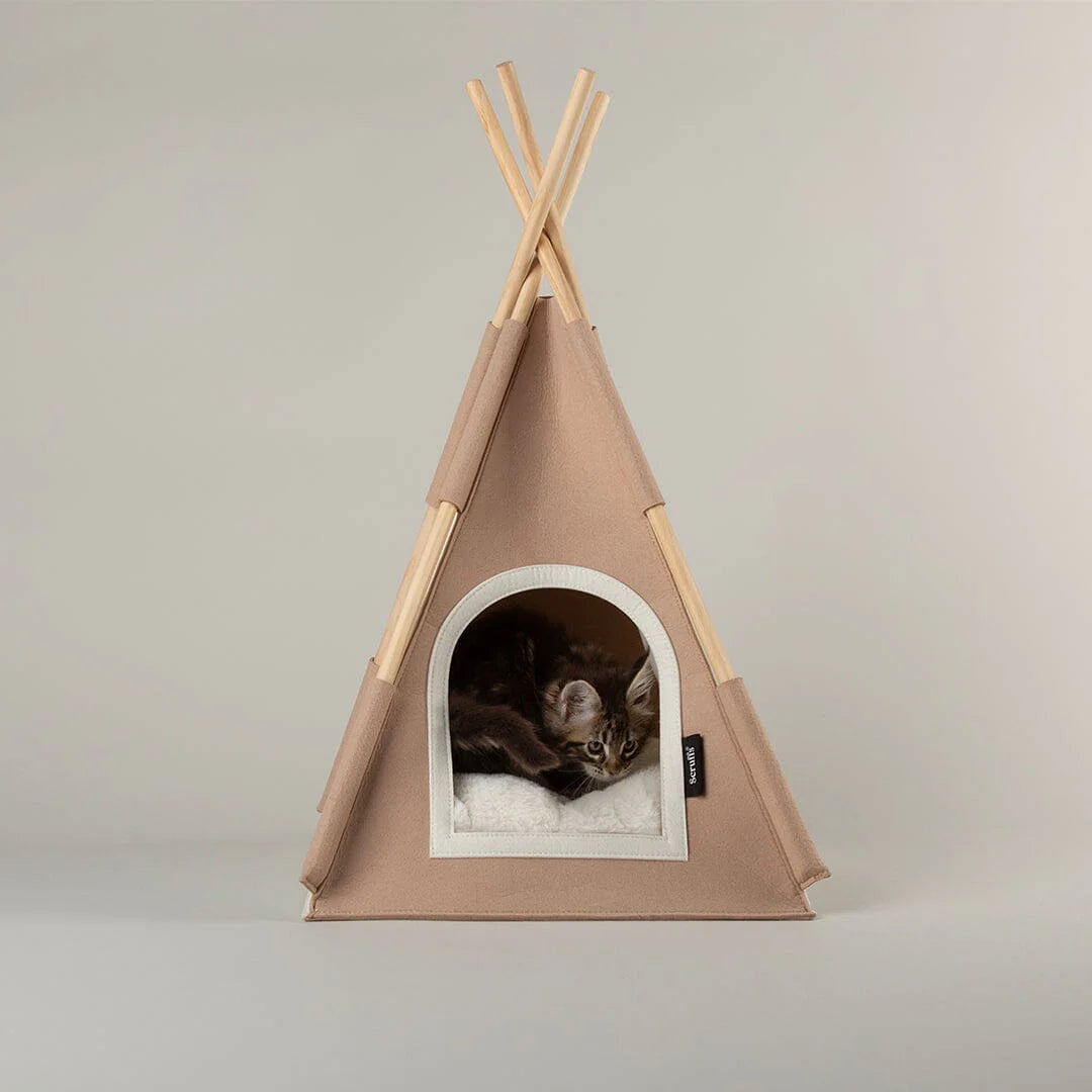 Stockholm Felt TeePee Cat Bed - Tan