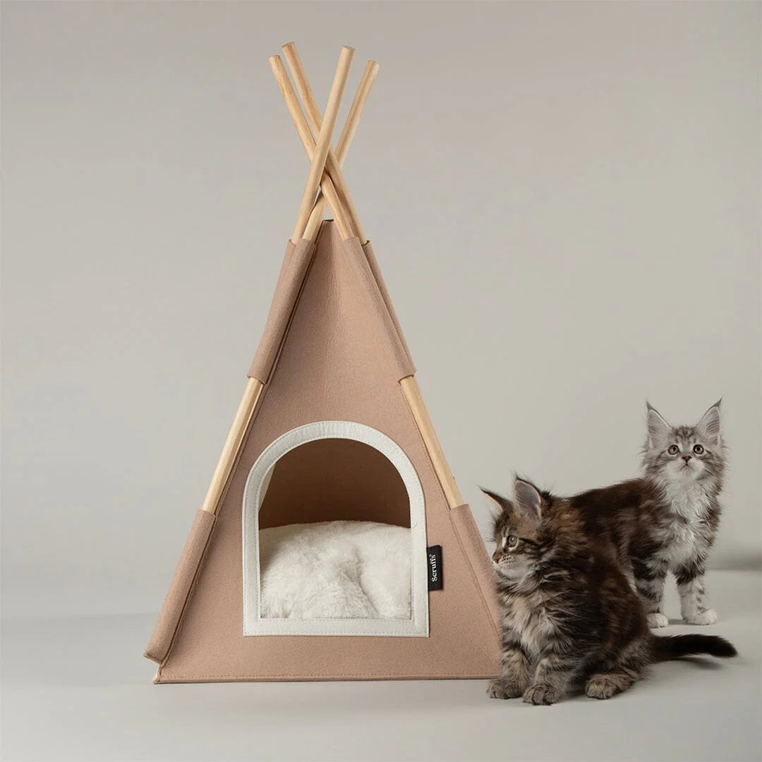 Stockholm Felt TeePee Cat Bed - Tan