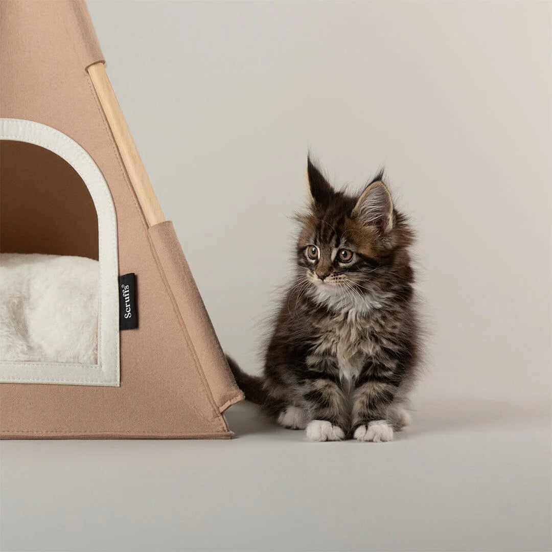 Stockholm Felt TeePee Cat Bed - Tan