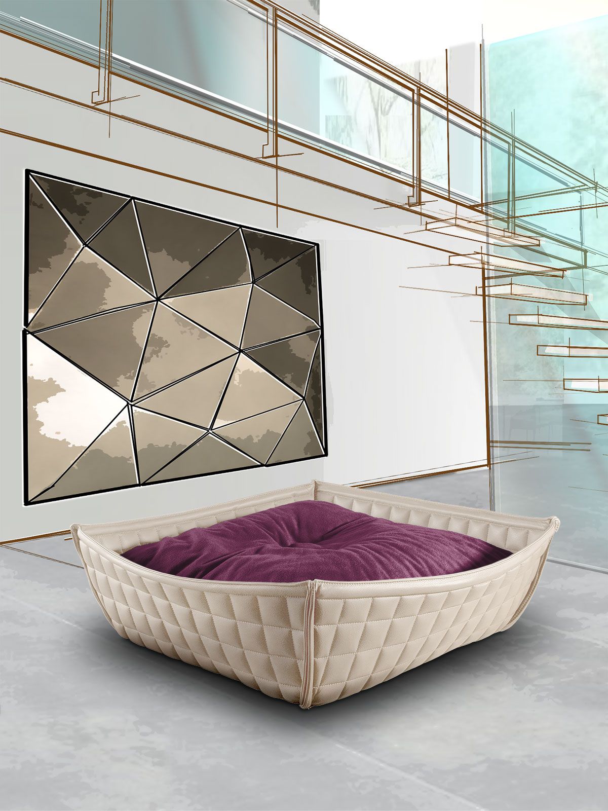 Luxury Faux Leather Bowl Cat Bed