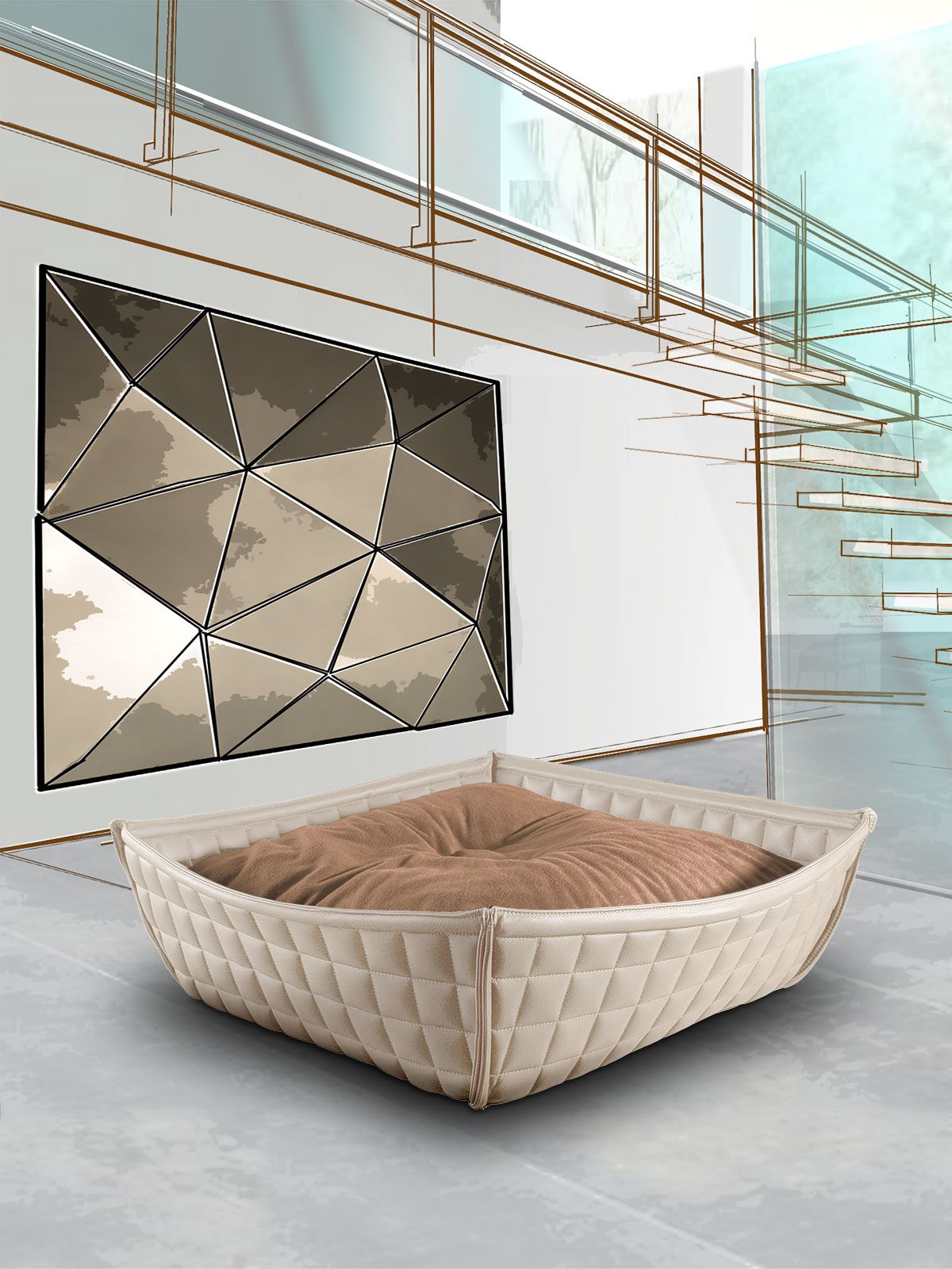 Luxury Faux Leather Bowl Cat Bed